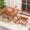 3-Piece Shorea Wood Outdoor Bistro Set with Folding Chairs & Teak Oil Finish Table